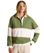 Women's Joules Jersey Deckshirt - Green / Cream Stripe