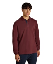 Men's Joules Woody Long Sleeve Polo Shirt - Burgundy Red
