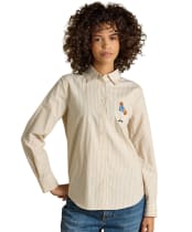 Women's Joules Classic Poplin Jonty Shirt - Tan / White
