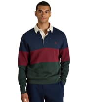  Men's Joules French Rib Rugby Shirt - Green / Navy