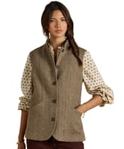 Women's Joules Nehru Tweed Fitted Gilet - Brown