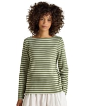  Women's Joules Striped Harbour Top - Khaki Marl