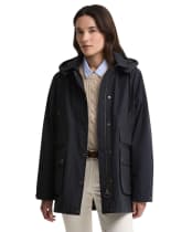 Women's Barbour Border Waterproof Jacket - Black / Classic Tartan