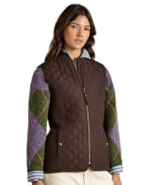 Women's Joules Minx Diamond Showerproof Quilt Gilet - Chocolate Brown