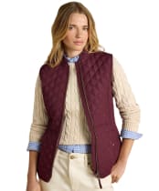 Women's Joules Minx Diamond Showerproof Quilt Gilet -  Dark Red