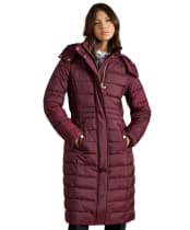Women's Joules Windborough Showerproof Longline Coat - Rust Brown