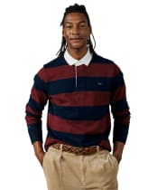 Men's Aubin Irnham Stripe Rugby Shirt - Navy / Oxblood Stripe