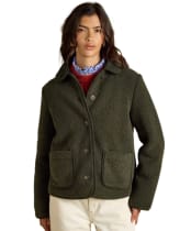 Women's Joules Sadie Short Fleece Jacket - Khaki Green