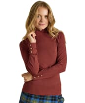 Women's Joules Amy Long Sleeve High Neck Jersey Top - Russet
