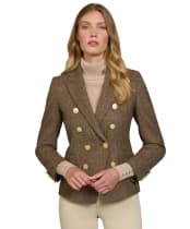 Women’s Holland Cooper Knightsbridge Double Breasted Blazer - Large Brown Herringbone