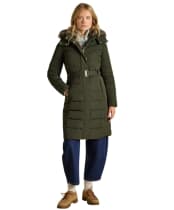 Women's Joules Aspen Showerproof Longline Padded Coat - Dark Green