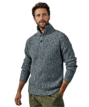 Men's Aubin Farnham Fisherman Rib Button Neck Sweater - Grey Twist