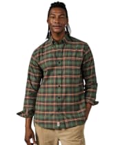 Men's Aubin Merton Brushed Oxford Button Down Shirt - Green Check