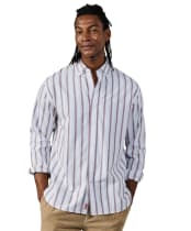 Men's Aubin Walesby Lightweight Relaxed Oxford Shirt - Oxblood Shadow Stripe