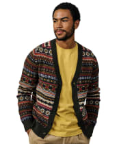 Men's Aubin Wheldrake Fairisle Cardigan - Khaki Fairisle