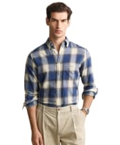 Men's GANT Regular Fit Windblown Flannel Check Shirt - Blue Horizon