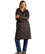 Women's Joules Chessington Showerproof Quilted Coat - Chocolate Brown
