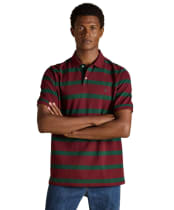Men's Joules Woody Stripe Classic Fit Cotton Polo Shirt - Burgundy / Green