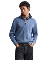Men's GANT Sacker Rib Half Zip Sweater - Blue Horizon