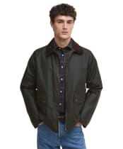 Men's Barbour Short Bedale Waxed Jacket - Olive