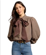 Women's Holland Cooper Burford Blouse - Coffee Gingham