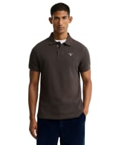 Men's Barbour Tartan Pique Polo Shirt - Shadow Brown