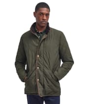 Men's Barbour Waterproof Shoveler Quilted Jacket - Dark Olive