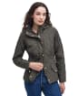 Women's Barbour Millfire Quilted Jacket - Olive / Classic Tartan