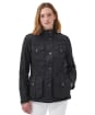 Women’s Barbour Winter Defence Waxed Jacket - Black / Classic Tartan