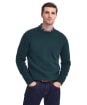 Men's Barbour Patch Crew Neck Lambswool Sweater - Evergreen