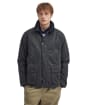 Men's Barbour Ambleside Waxed Jacket - BLACK/BLUE GRANI