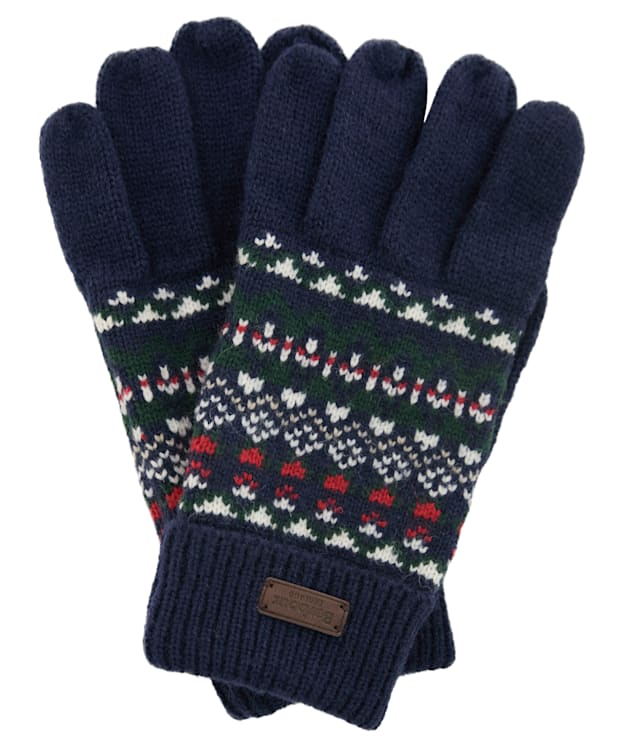 Men's Barbour Marlow Fair Isle Knitted Gloves - Navy / Evergreen