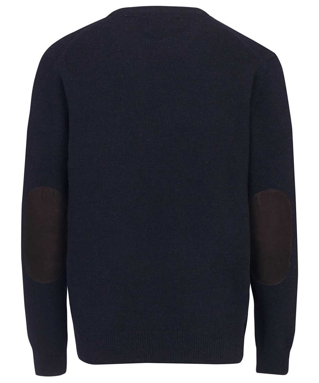 Men's Barbour Patch Crew Neck Lambswool Sweater - Navy