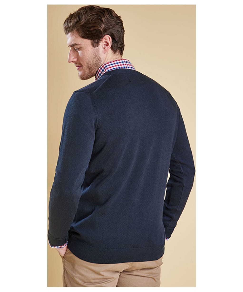 Men's Barbour Pima Cotton V-Neck Sweater - Navy