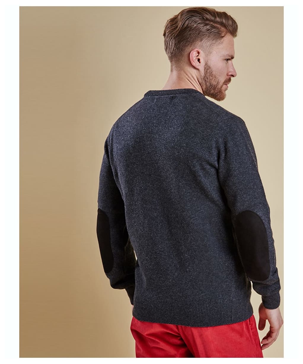 Men's Barbour Patch Crew Neck Lambswool Sweater - Charcoal