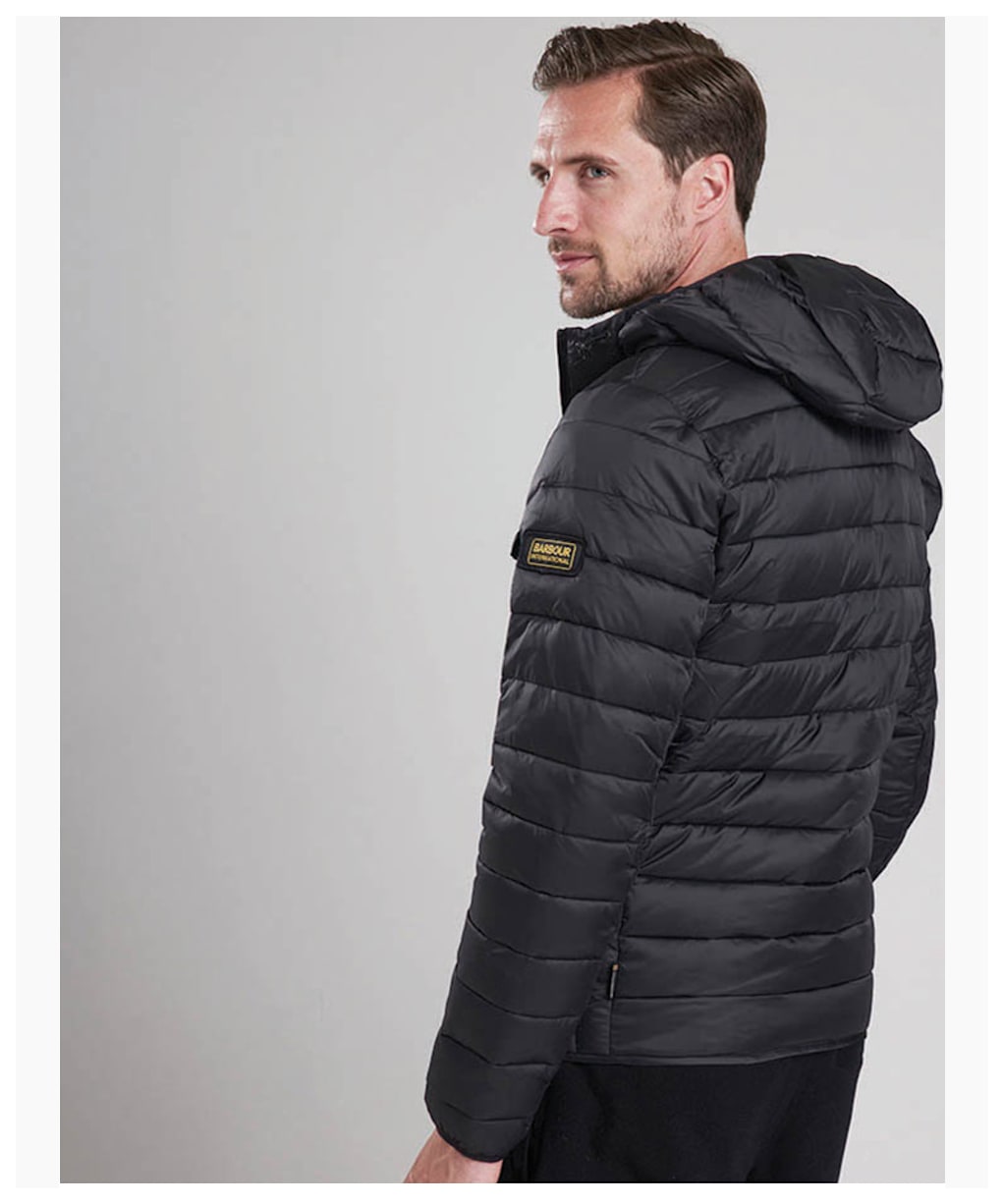 Men's Barbour Ouston Hooded Quilted Jacket - Black