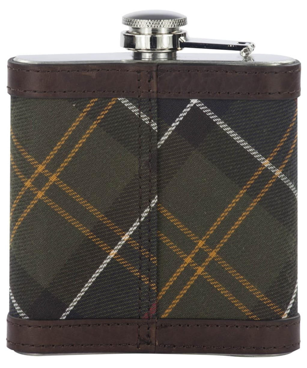 Barbour Hip Flask- Classic Tartan / Dark Brown