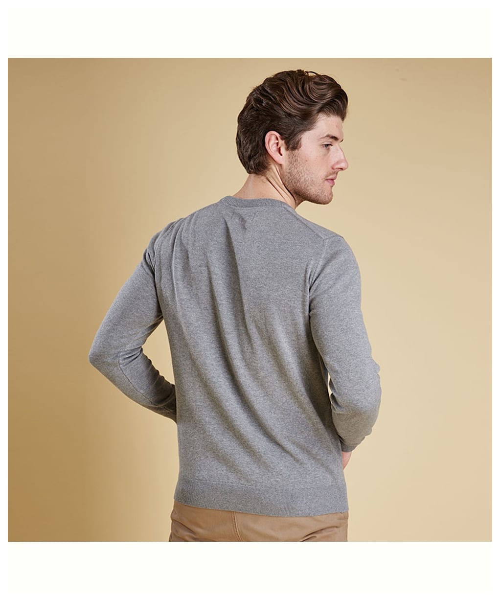 Men's Barbour Pima Cotton Crew Neck Sweater  - Grey Marl