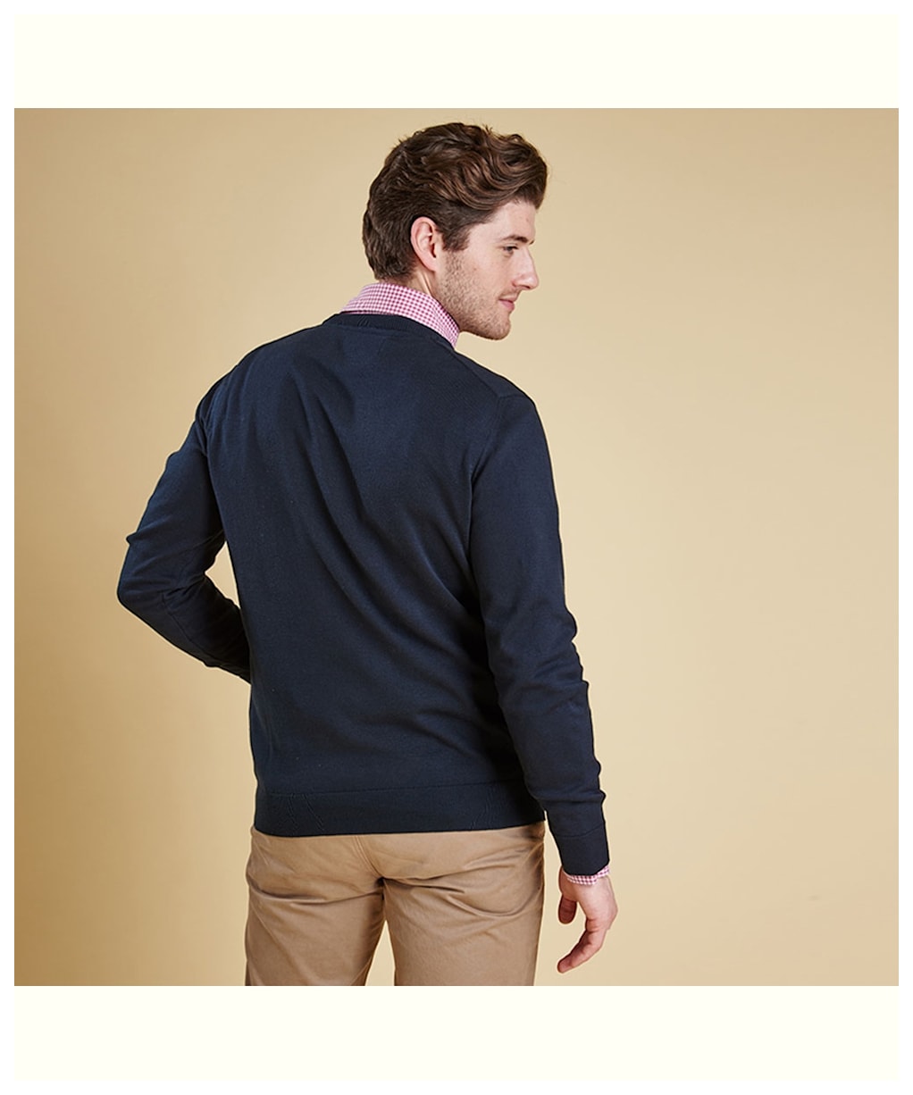 Men's Barbour Pima Cotton Crew Neck Sweater  - Navy