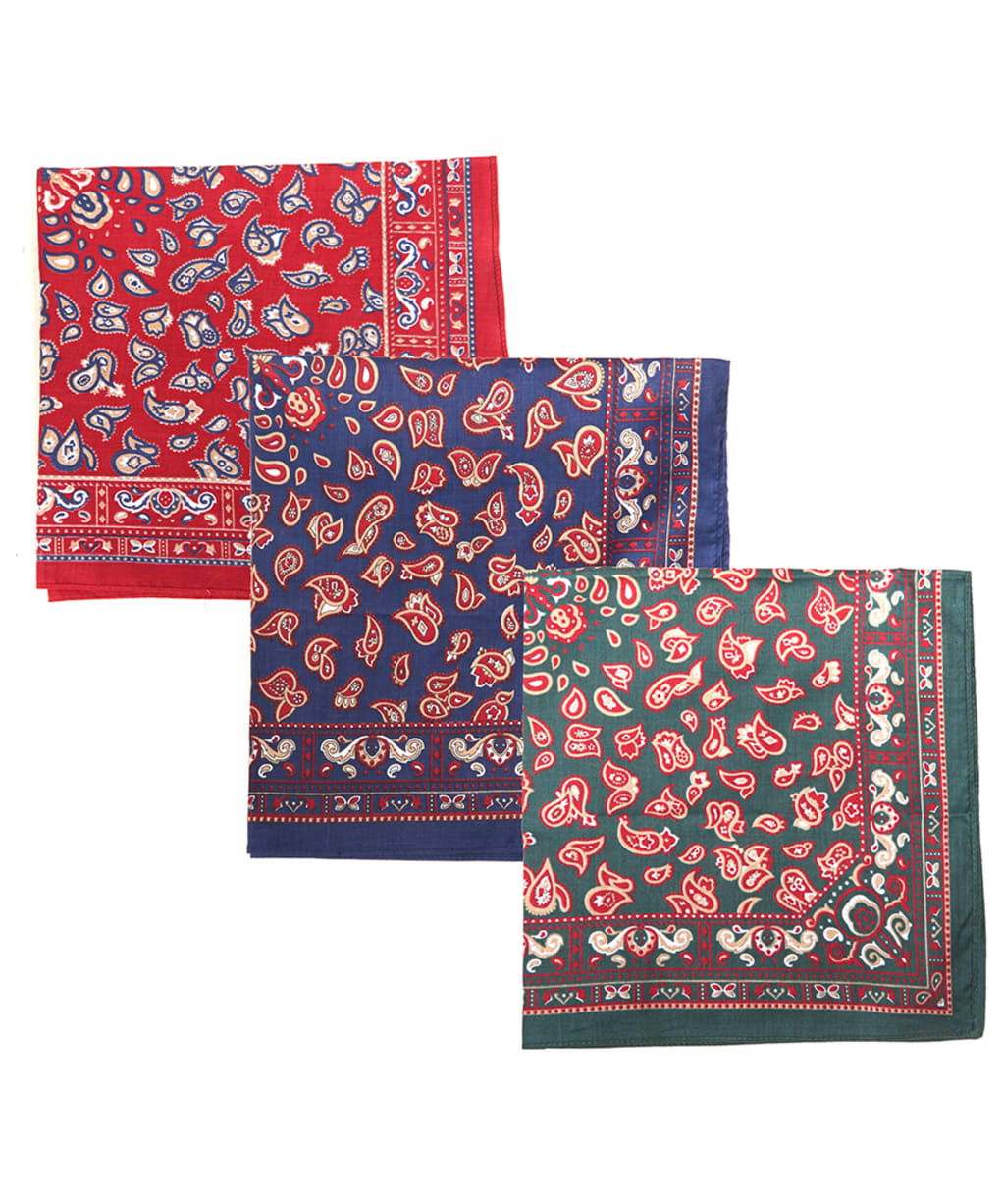 Men's Barbour Paisley Handkerchiefs - Red / Green / Navy