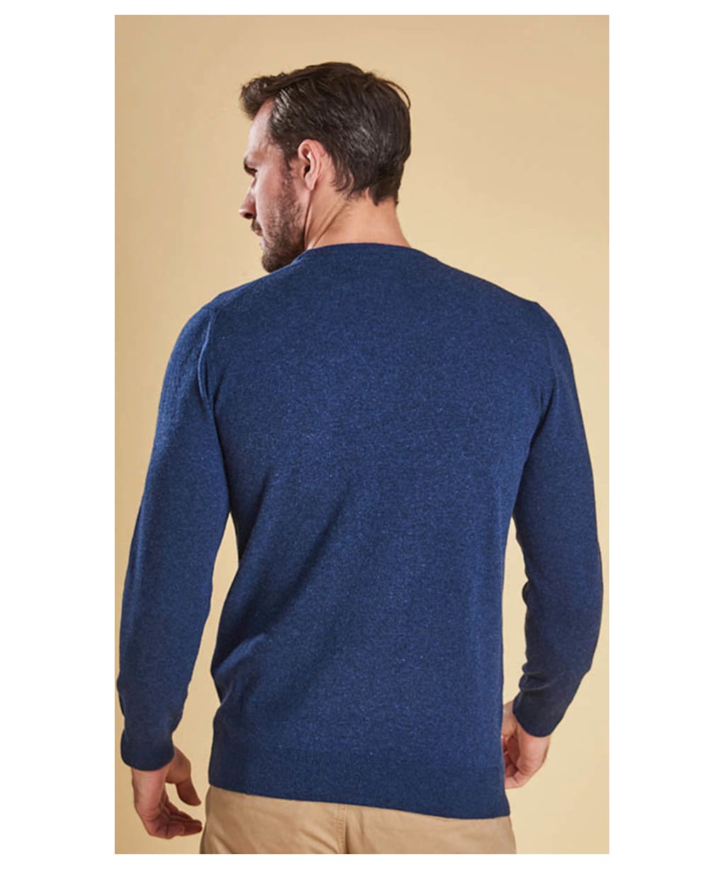 Men's Barbour Essential Lambswool Crew Neck Sweater - Deep Blue