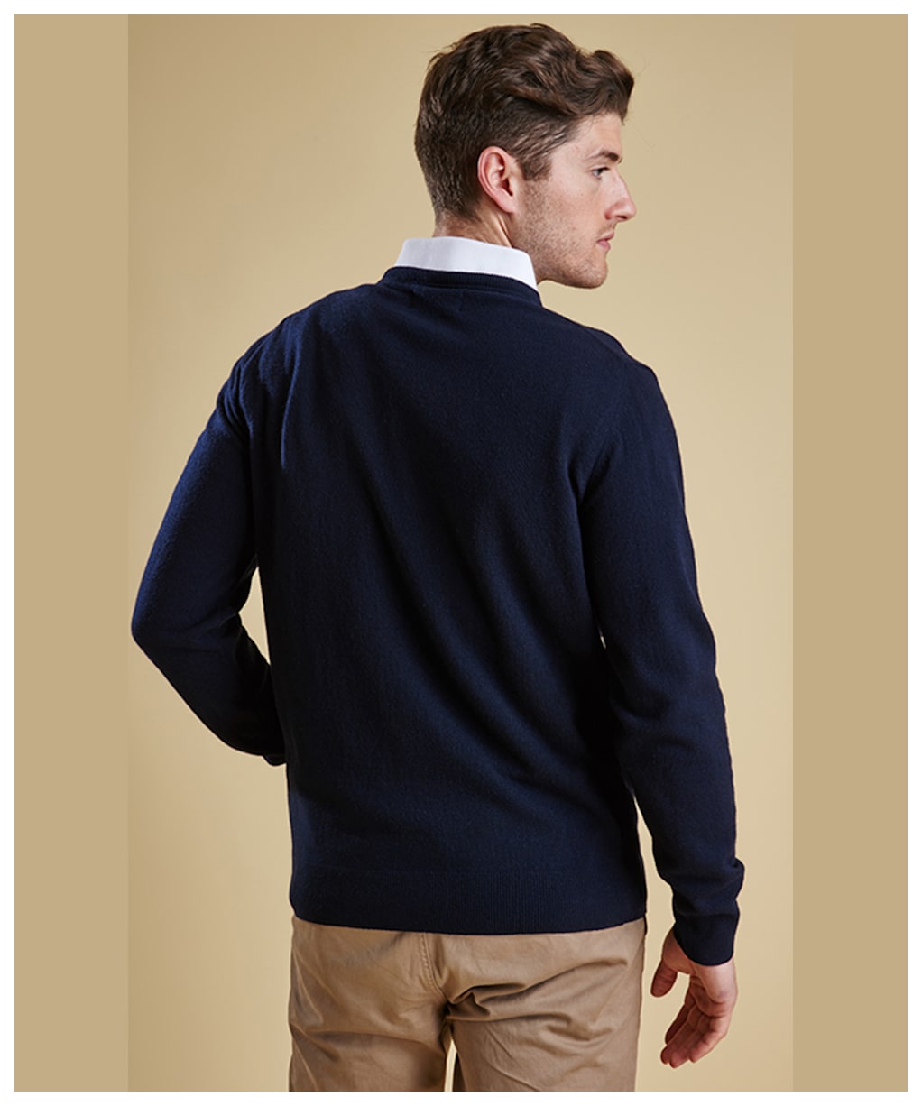 Men's Barbour Essential Lambswool Crew Neck Sweater - Navy