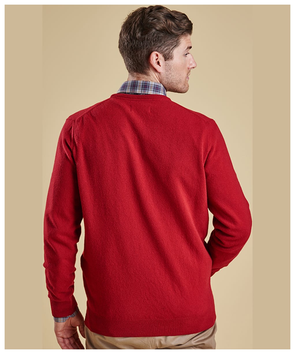Men's Barbour Essential Lambswool Crew Neck Sweater - Rich Red