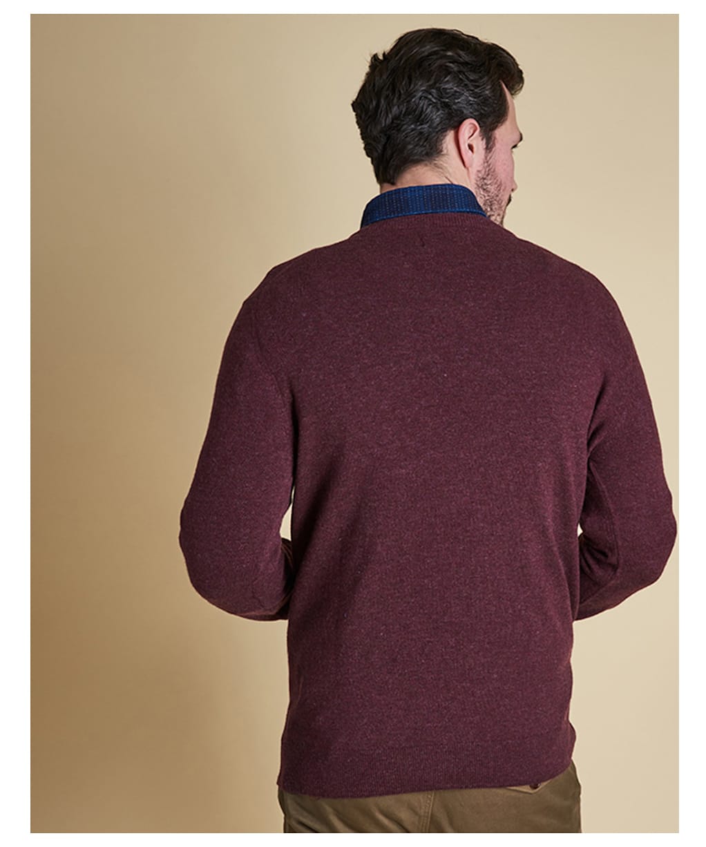 Men's Barbour Essential Lambswool V Neck Sweater - Merlot