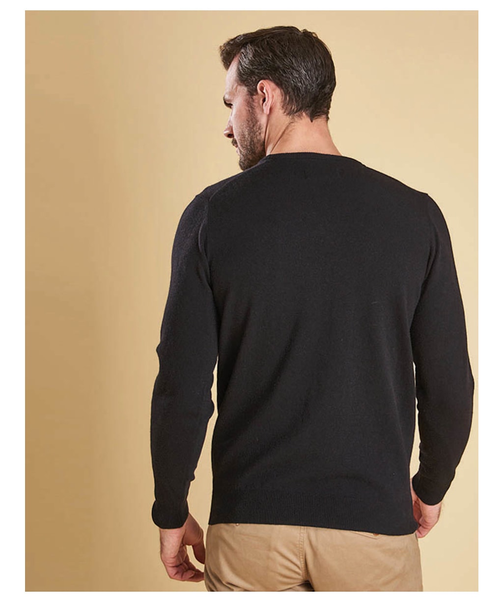 Men's Barbour Essential Lambswool Crew Neck Sweater - Black