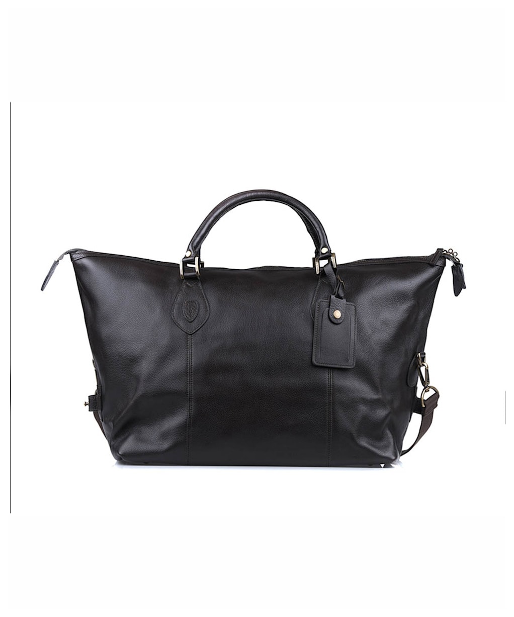 Barbour Leather Medium Travel Explorer Bag - Chocolate