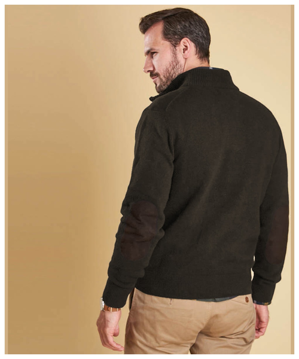 Men's Barbour Patch Half Button Lambswool Sweater - Seaweed
