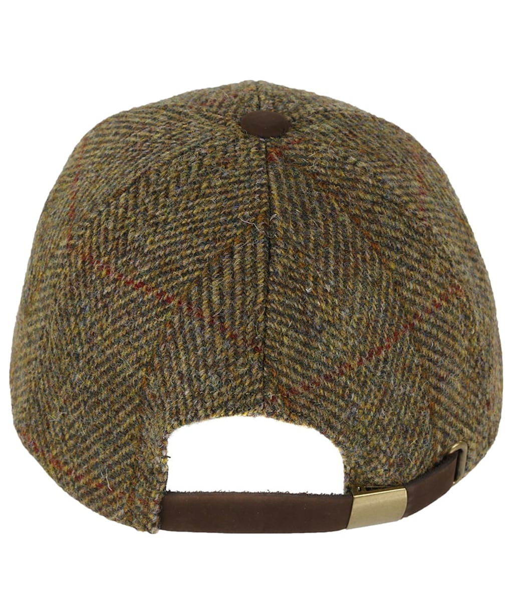 Heather Glencairn Harris Tweed Leather Peak Baseball Cap - Olive / Gold