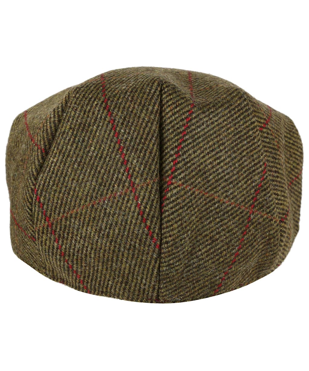 Heather Kinloch Waterproof British Tweed Flat Cap - Mid Olive / Red Check