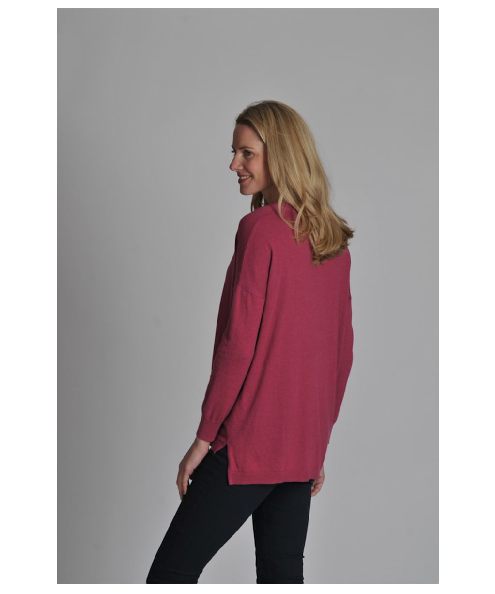 Women's Schoffel Cotton/Cashmere Crew Neck Sweater - Raspberry
